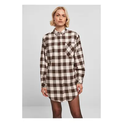 Women's Oversized Flannel Shirt Dress Pink/Brown