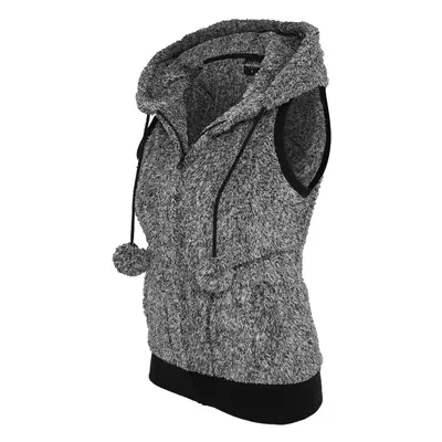 Women's vest Melange Teddy blk/wht