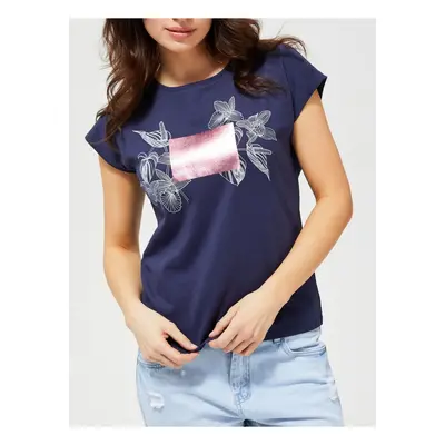 Blue T-shirt with white-pink motif Moodo - Women's