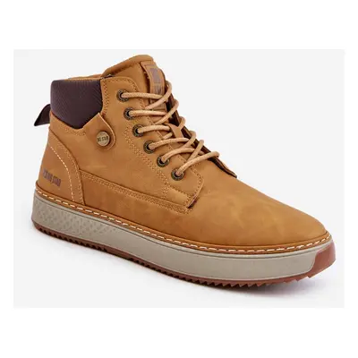 Lace-up men's ankle boots Big Star Hi-Poly System Camel