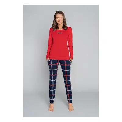 Izera women's pyjamas, long sleeves, long legs - red/print