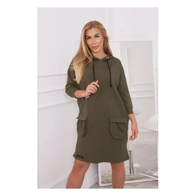 Khaki dress with a hood