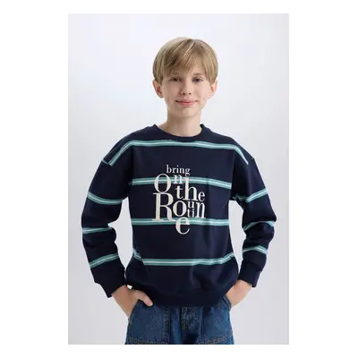 DEFACTO Boy Oversize Wide Pattern Crew Neck Printed Sweatshirt