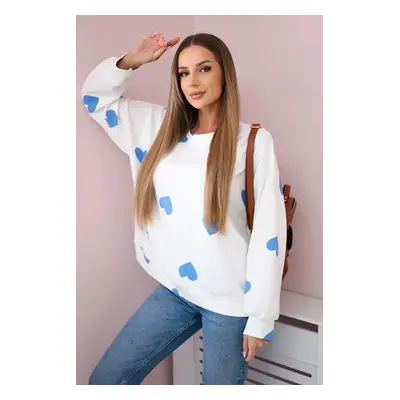 Kesi Włoski Butter sweatshirt with hearts print blue