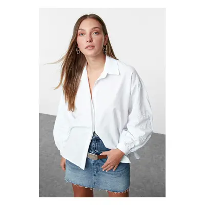 Trendyol White Textured Oversize Wide Fit Woven Shirt