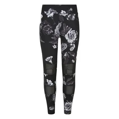 Girls' Tech Mesh AOP Leggings Dark Flowers aop