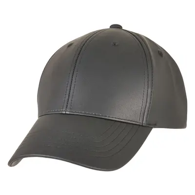 Black Alpha Shape Dad Synthetic Leather Cap