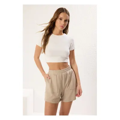 Trendyol Stone Pocket Detailed Soft Textured Short Flexible Shorts & Bermuda