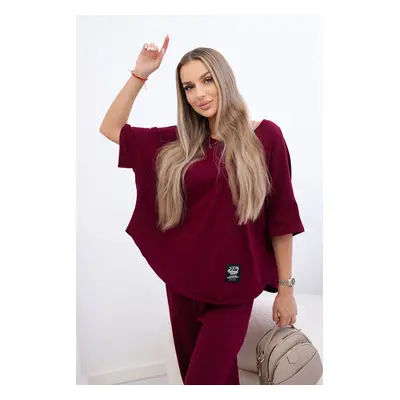 Kesi Włoski Cotton set blouse + trousers burgundy