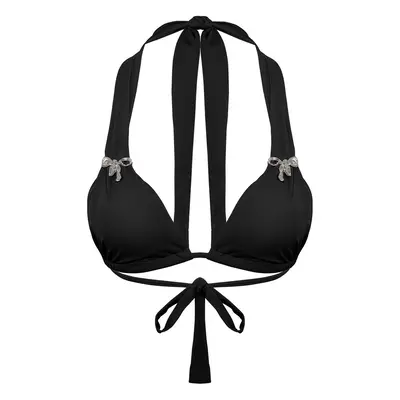 Trendyol Black Triangle Accessorized Bikini Top