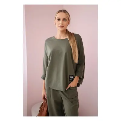 Set of cotton sweatshirt and trousers light khaki