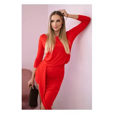 marka niezdefiniowana Asymmetric dress, 3/4 sleeve red