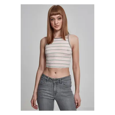 Women's Rib Stripe Cropped Top Pink/White/Grey