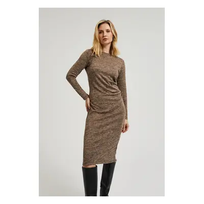 Women's knitted midi dress MOODO - brown