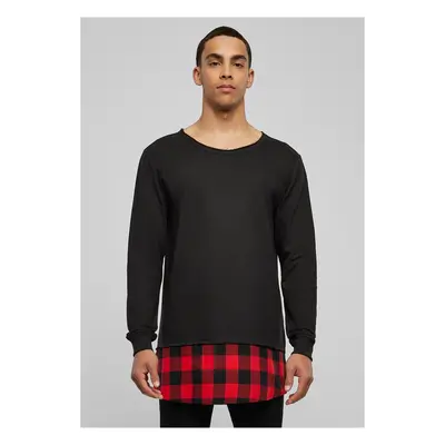 Long Fannelle Bottom Open Edge Crewneck blk/blk/red