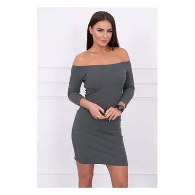 Fitted dress - ribbed graphite melange