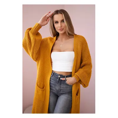 Włoski Sweater long cardigan mustard