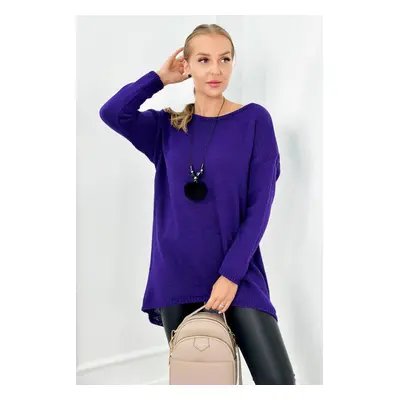 Włoski Sweater with necklace dark purple