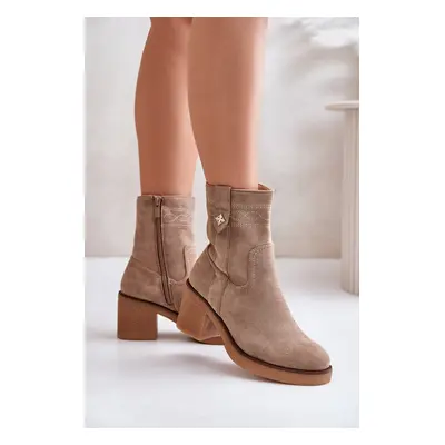 Insulated women's ankle boots on heel beige Vailia