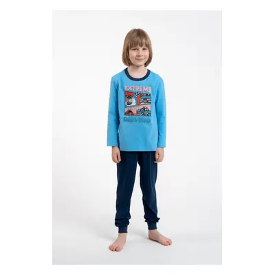 Boys' Pajamas, Long Sleeves, Long Pants - Blue/Navy Blue