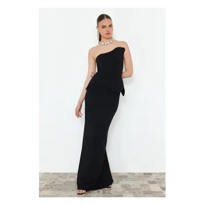 Trendyol Black Body-fitting Woven Long Elegant Evening Dress