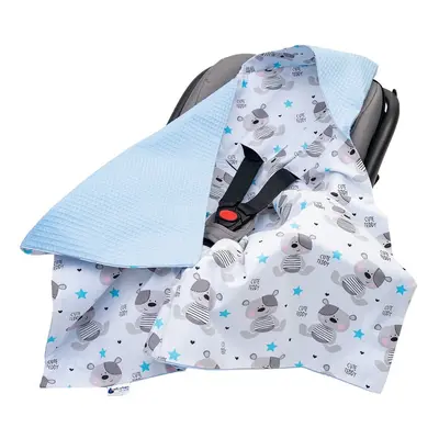 Medi Partners Baby carrier wrap – blanket with hood cm – Wafel – Teddy + blue Wafel