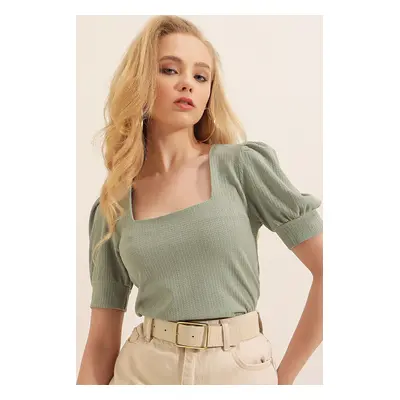 Bigdart Square Neck Knitted Blouse - Cagla