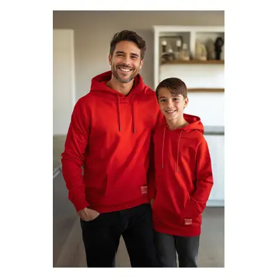 Trendyol Claret Red Father-Son Unisex Printed Knitted Mini Me Sweatshirt