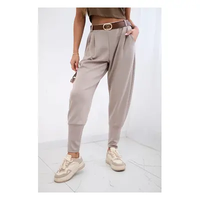 Kesi Włoski Pants with belt and pockets beige