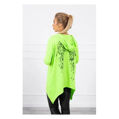 Kesi Sweatshirt with a print of wings green neon