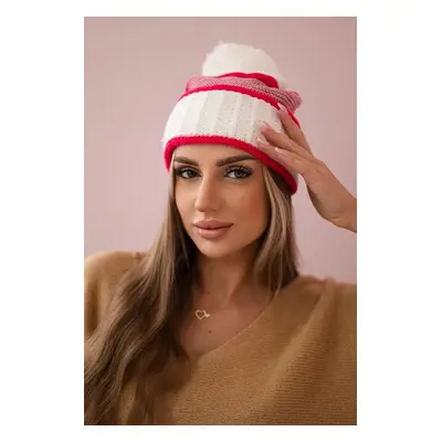 marka niezdefiniowana Women's cap Kinga K297 white + red + light pink