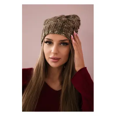 marka niezdefiniowana Cap with fleece Roksana K209 cappuccino + light khaki