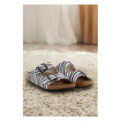 Trendyol Zebra Double Buckle Women's Slippers