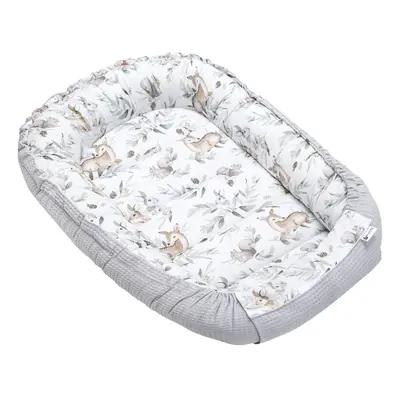 Medi Partners Baby cocoon/nest – Waffle – Deer in leaves + gray Waffle