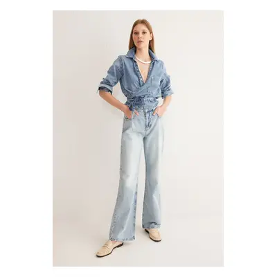 Trendyol Light Blue High Waist Wide Leg Jeans