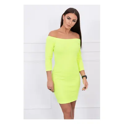 Fitted dress - ribbed yellow neon