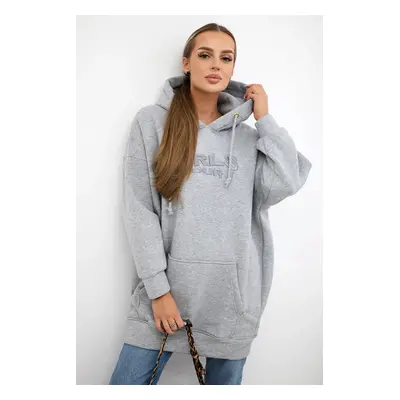 marka niezdefiniowana Insulated sweatshirt with embroidered inscription oversize gray