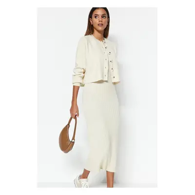 Trendyol Stone Midi Knit Basic Dress