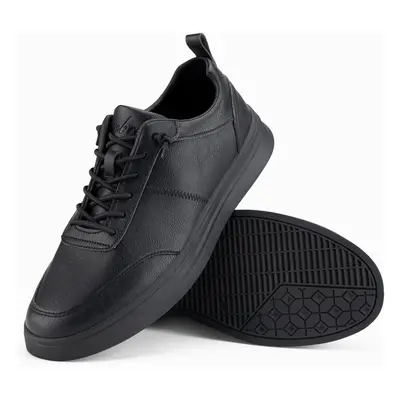 Ombre Men's monochromatic sports style shoes with stitching - black