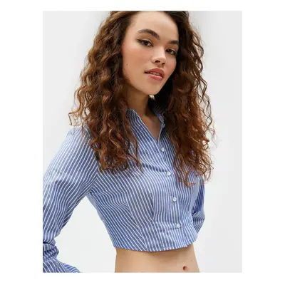 Koton Crop Poplin Shirt Long Sleeve Buttoned Darts Cotton