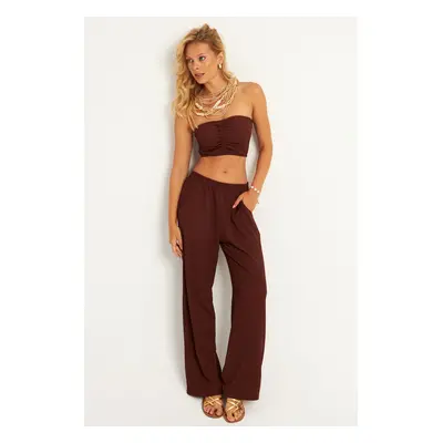 Cool & Sexy Women's Brown Top and Bottom Wrap Suit