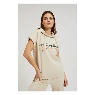 Women's sweatshirt with short sleeves MOODO - beige