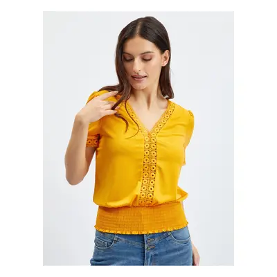 Orsay Women's Mustard T-Shirt with Decorative Details - Women