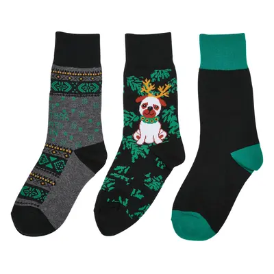 Pug Children's Christmas Socks - 3-Pack Multicolored