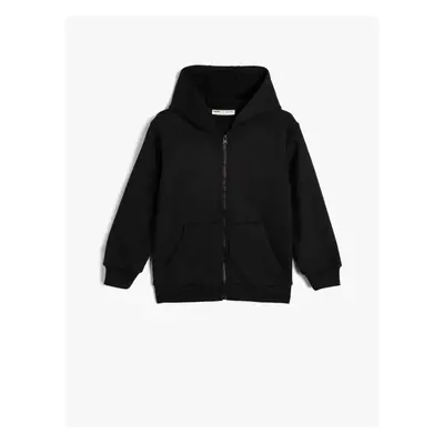 Koton Sweatshirt Zippered Hooded Basic Kangaroo Pocket