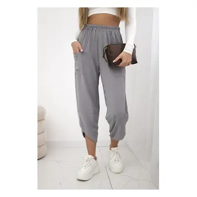 Kesi Włoski Trousers with wide leg and pockets dark gray