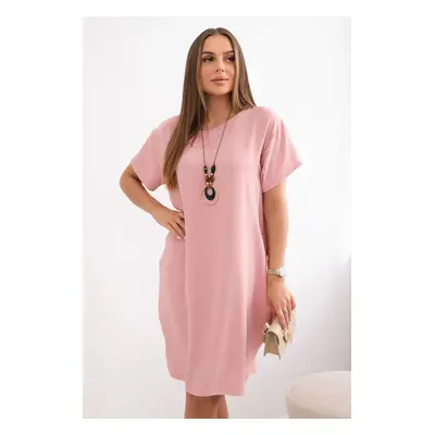 Kesi Włoski Dress with pockets and pendant dark powder pink