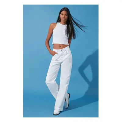 Trendyol White High Waist Wide Leg Jeans