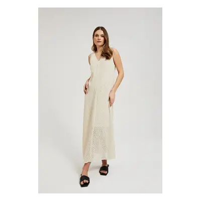 Women's knitted dress MOODO - light beige