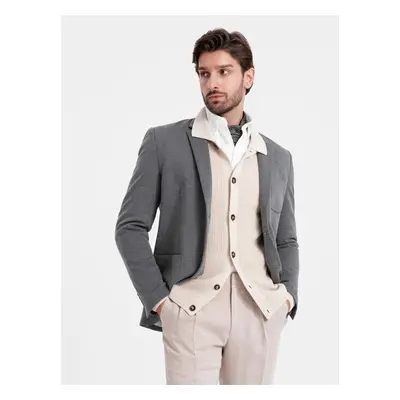 Ombre Elegant fitted men's structured knit blazer- graphite